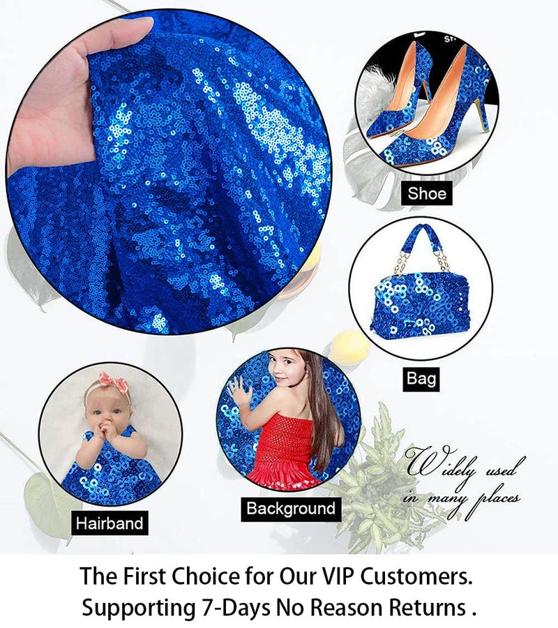 ShiDianYi 3 Feet 1 Yards Royal Blue Sequin Fabric, by The Yard, Blue Sequin Fabric, Tablecloth, Linen, Sequin Tablecloth, Table Runner (Royal Blue) - Image 4